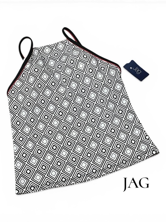 Other - JAG Geo Print Spaghetti Strap Tank in Black & White with Red Trim (L)